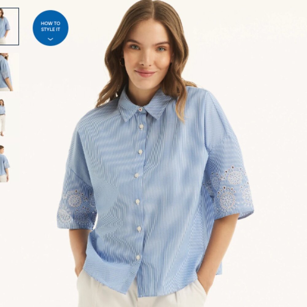 NWT - Nautica striped button down - short sleeve